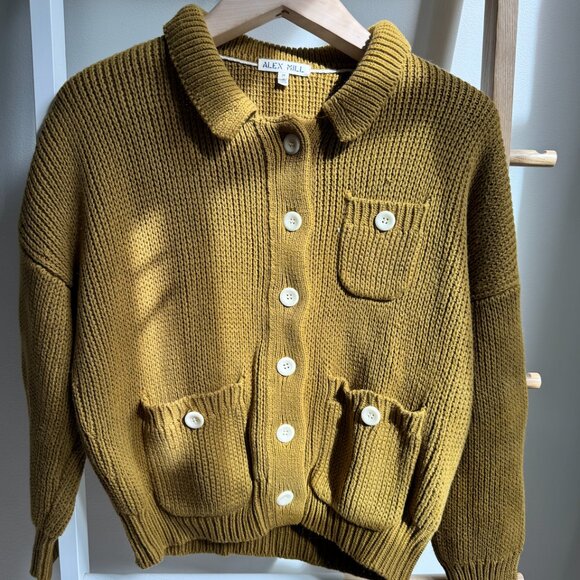 Alex Mill Cotton Buttoned Collared Cardigan M Mustard Yellow - Picture 5 of 7